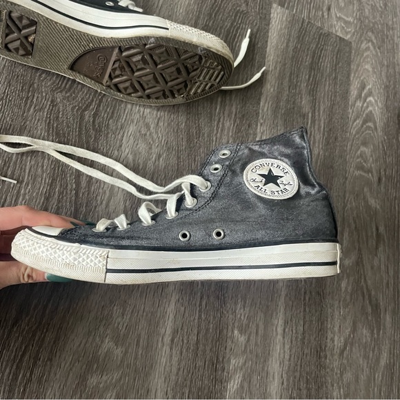Velvet Black High-Top Converses - Picture 2 of 10